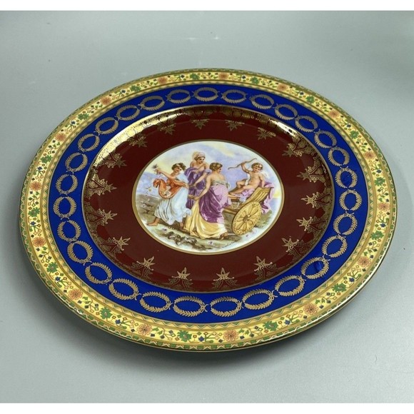 Vintage Rosenthal Bavaria Dinner Plate Cherub Victorian Carriage Scene Gilt - Picture 2 of 10